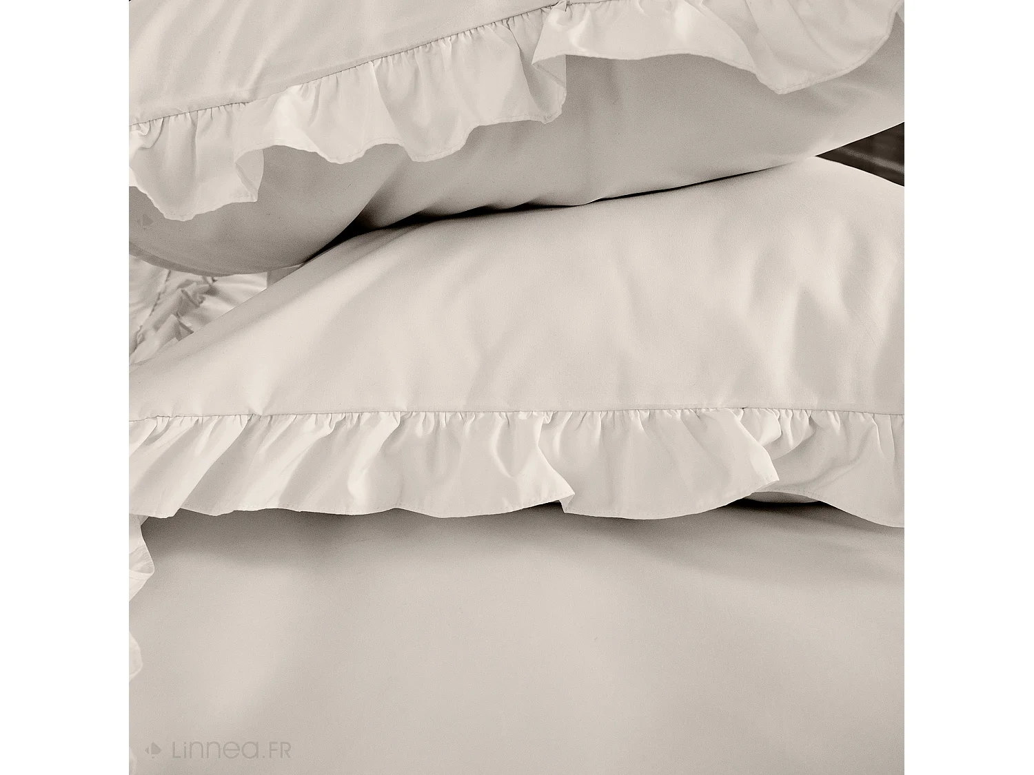 Parure de lit 240x220 FALBALA polyester microfibre Beige