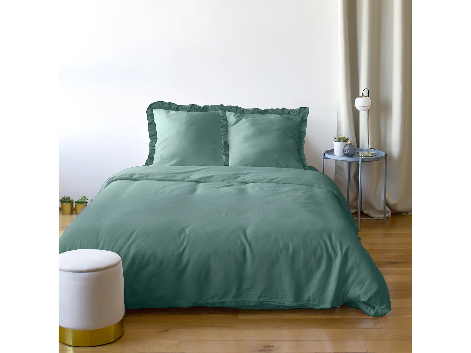 Parure de lit 260x240 FALBALA polyester microfibre Vert