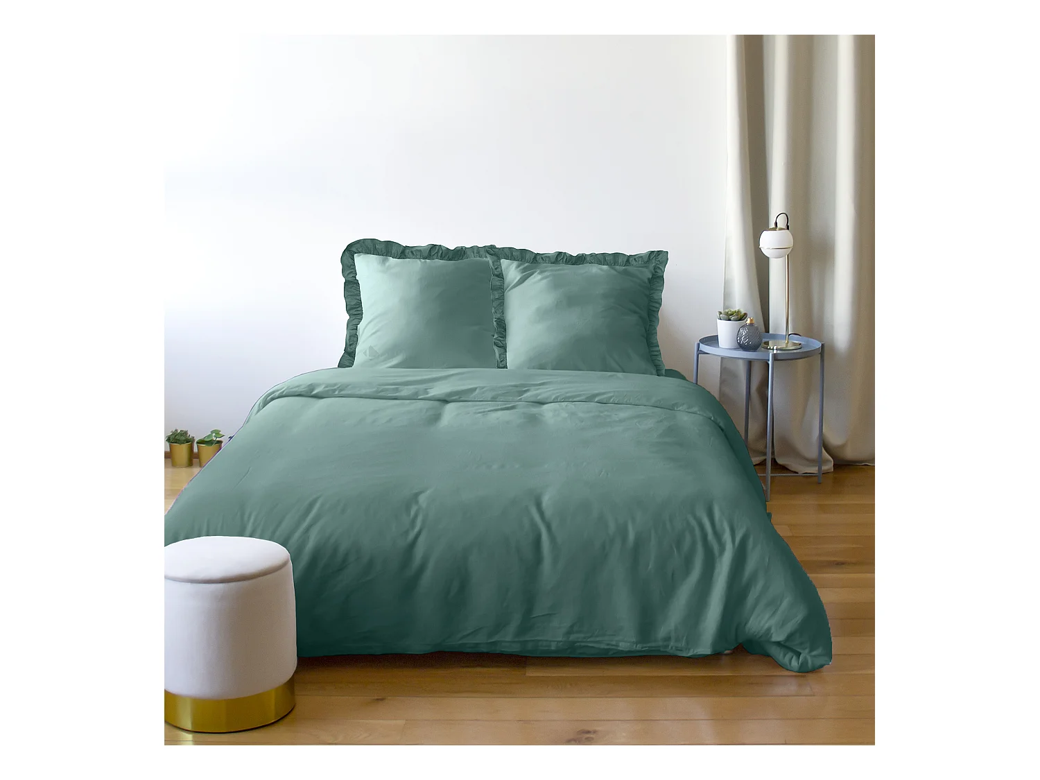 Parure de lit 260x240 FALBALA polyester microfibre Vert