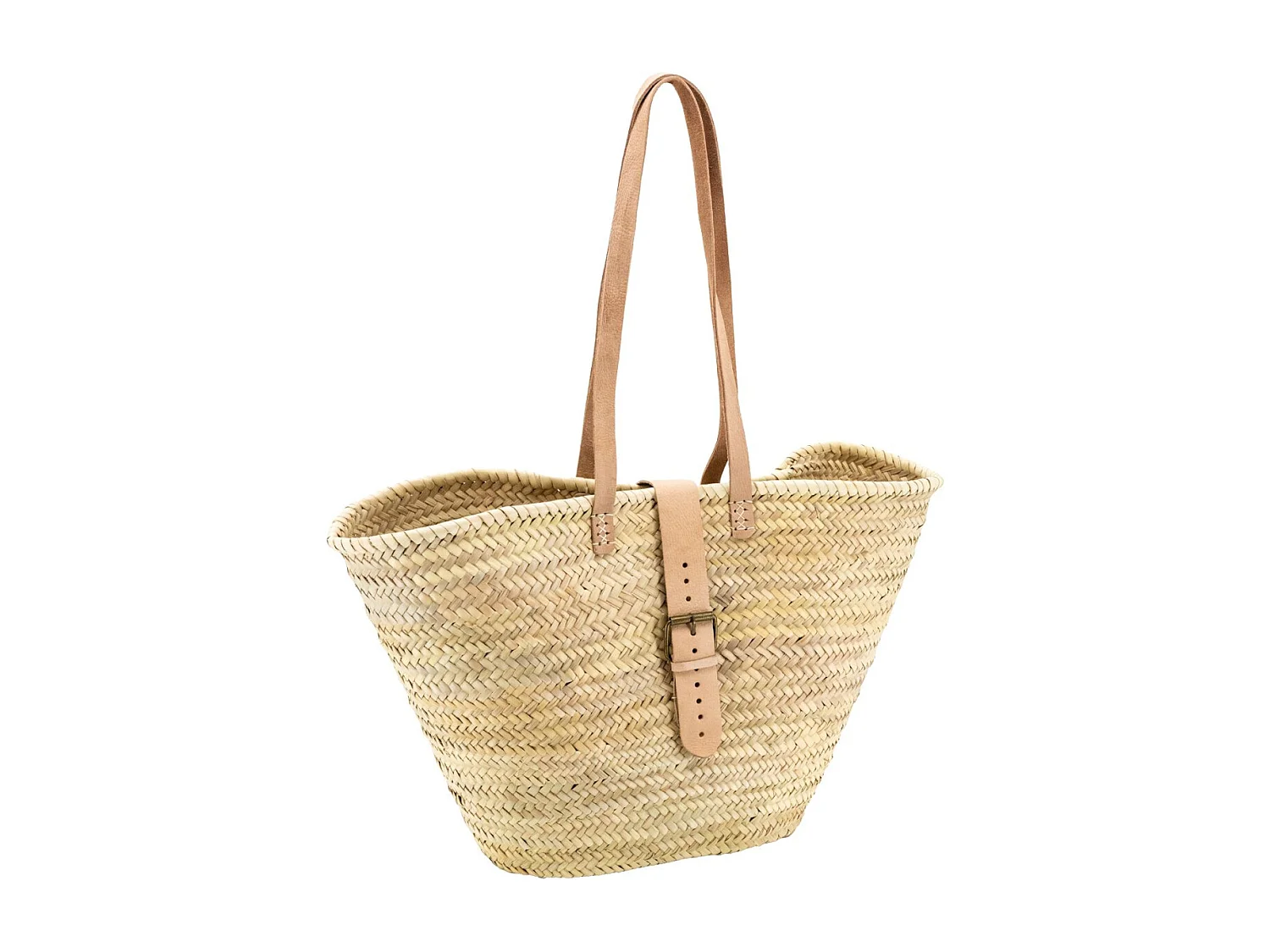 Sac en palmier et cuir beige