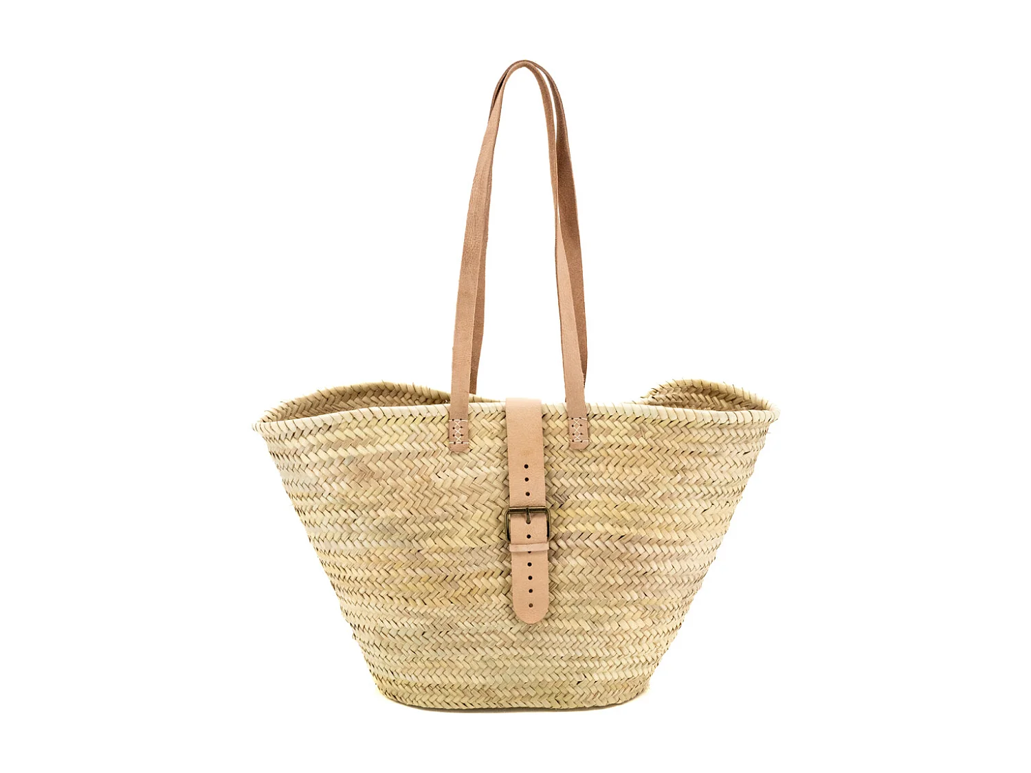 Sac en palmier et cuir beige
