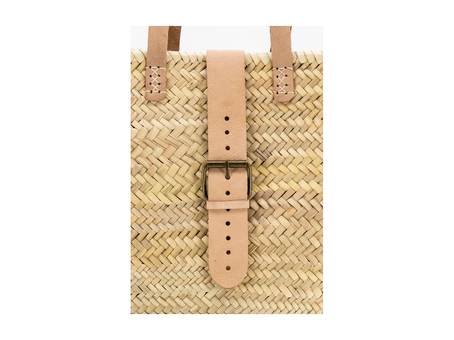 Sac en palmier et cuir beige