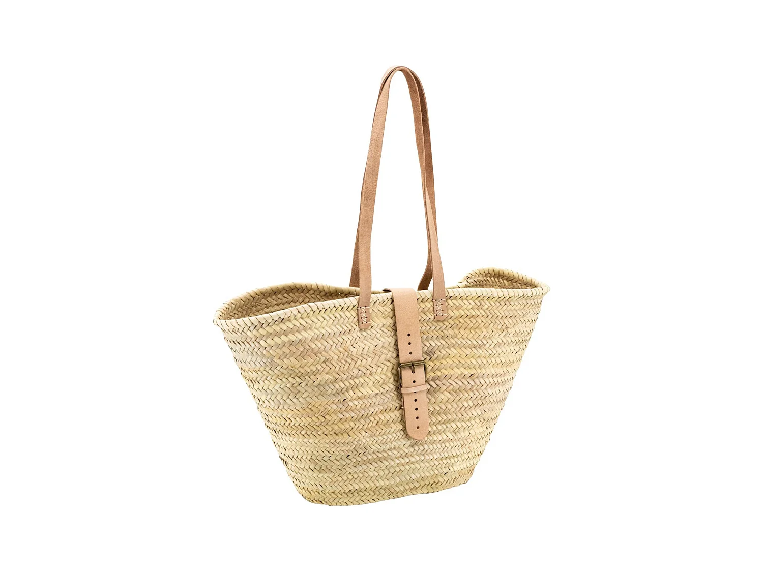 Sac en palmier et cuir beige