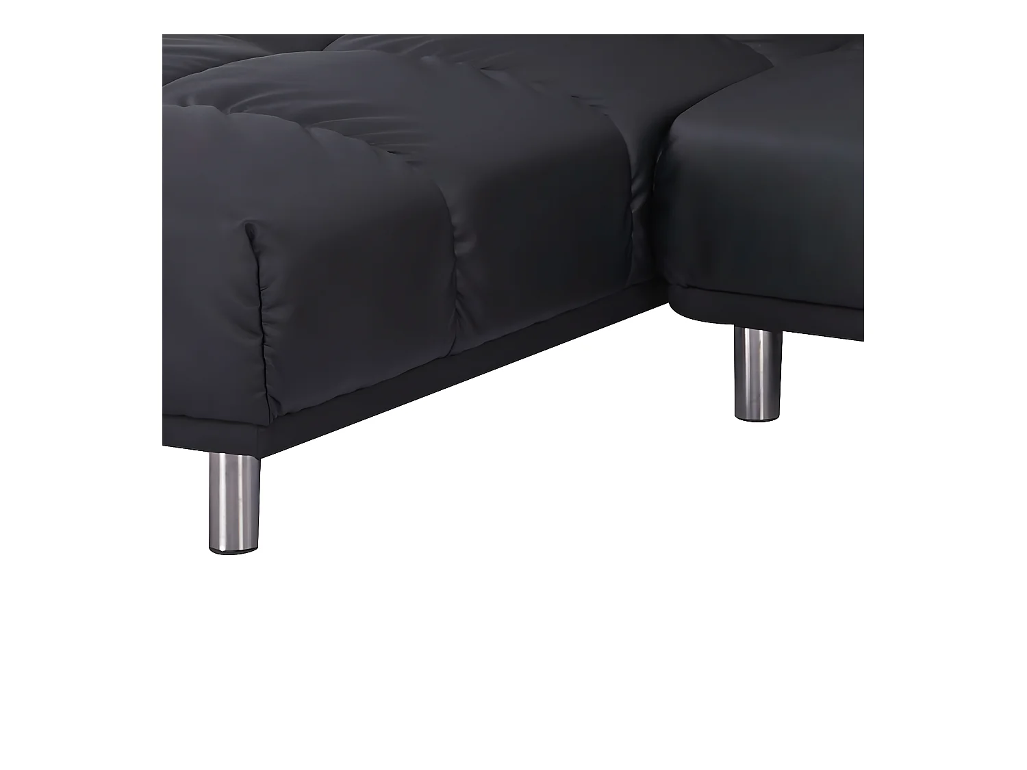 Hoekbank 2 zits + omkeerbare slaapbank links / rechts voor extra bed maat 120 x 229 cm in zwart PU - MILD