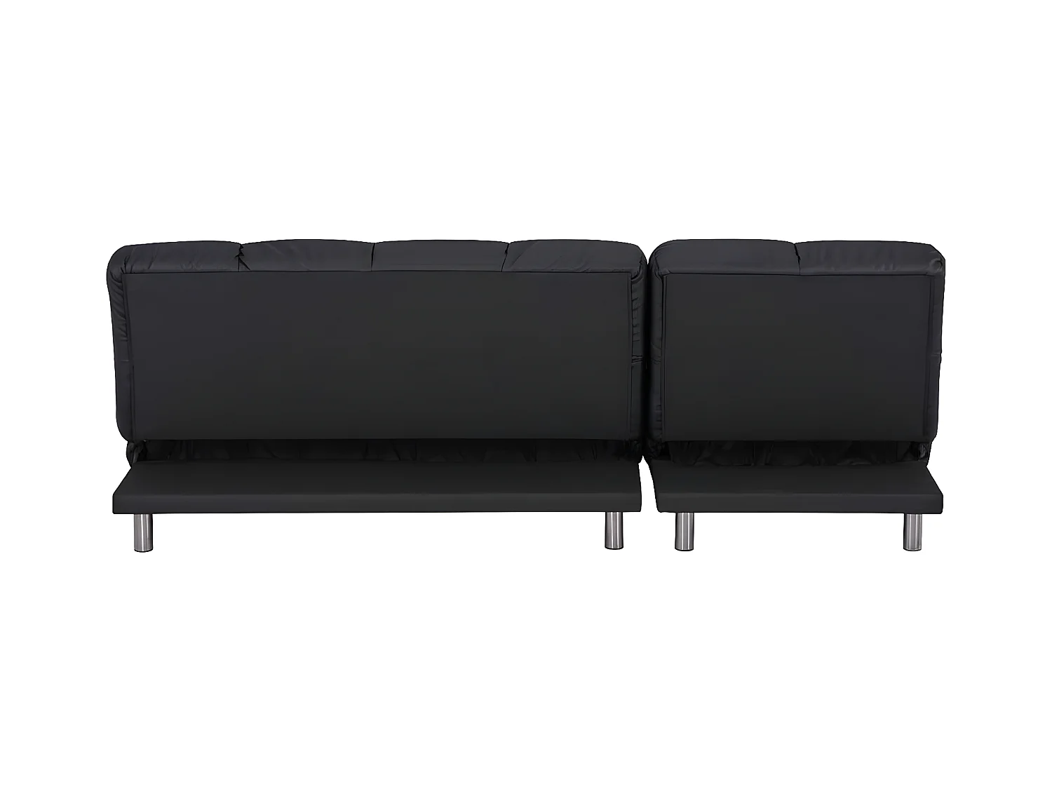 Hoekbank 2 zits + omkeerbare slaapbank links / rechts voor extra bed maat 120 x 229 cm in zwart PU - MILD