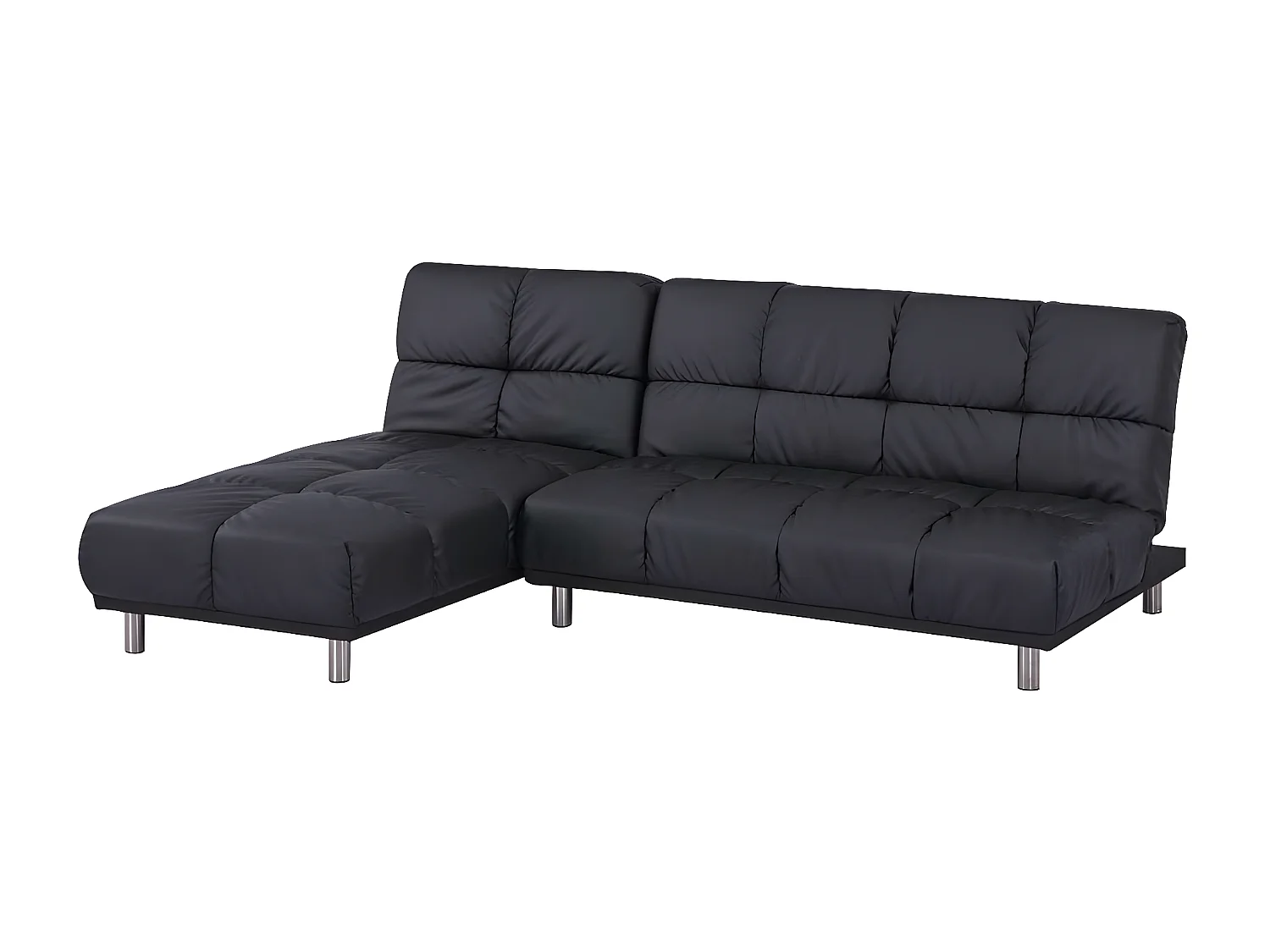 Hoekbank 2 zits + omkeerbare slaapbank links / rechts voor extra bed maat 120 x 229 cm in zwart PU - MILD