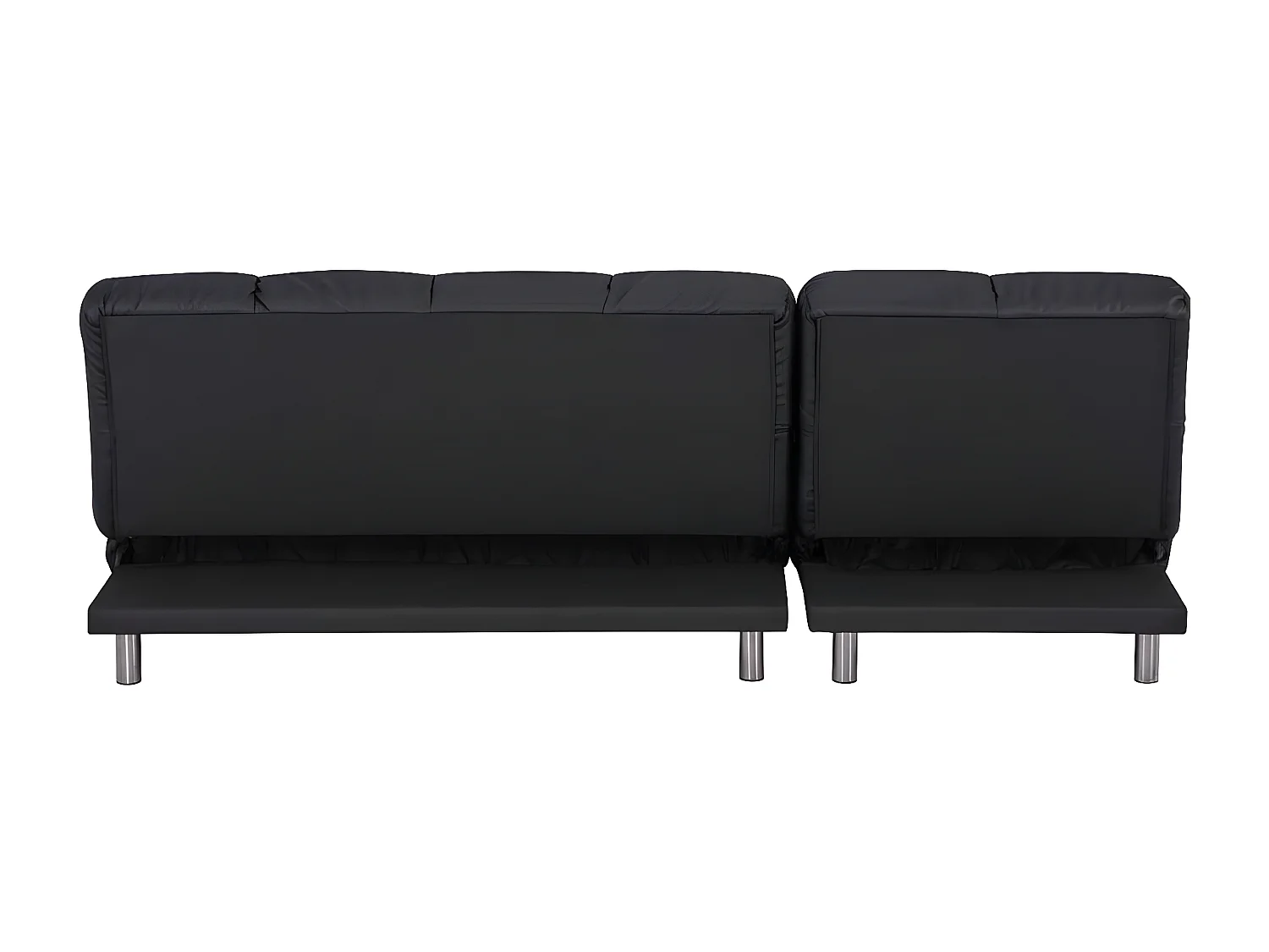 Hoekbank 2 zits + omkeerbare slaapbank links / rechts voor extra bed maat 120 x 229 cm in zwart PU - MILD