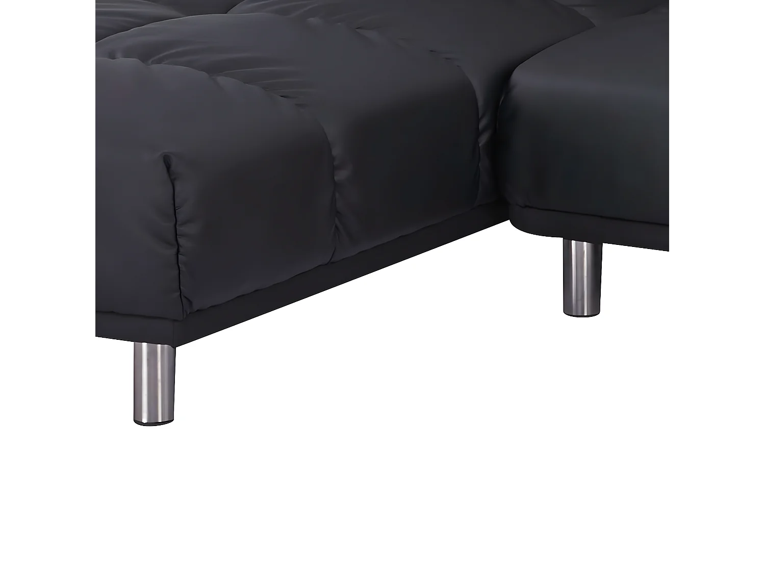 Hoekbank 2 zits + omkeerbare slaapbank links / rechts voor extra bed maat 120 x 229 cm in zwart PU - MILD