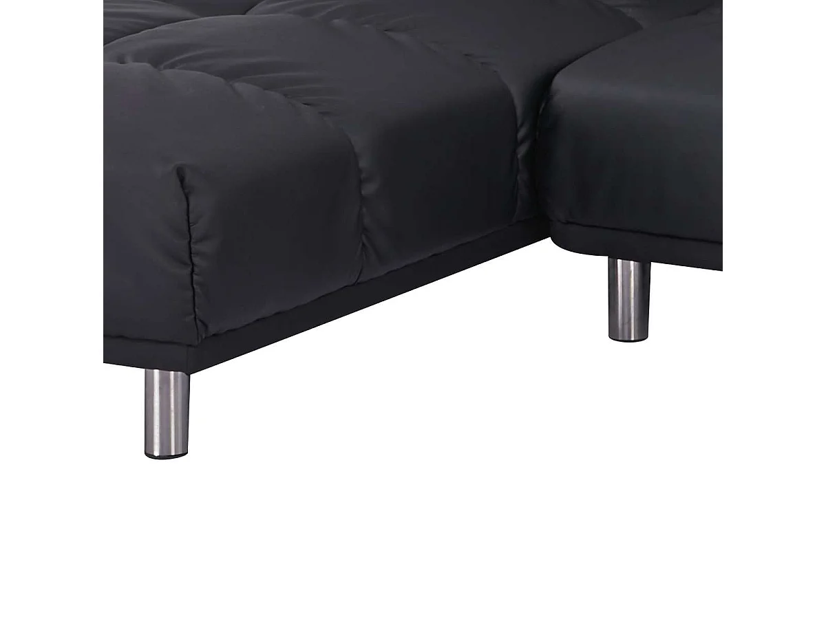 Divano letto clic-clac a 2 posti con chaise longue reversibile in PU nero - MELLOW