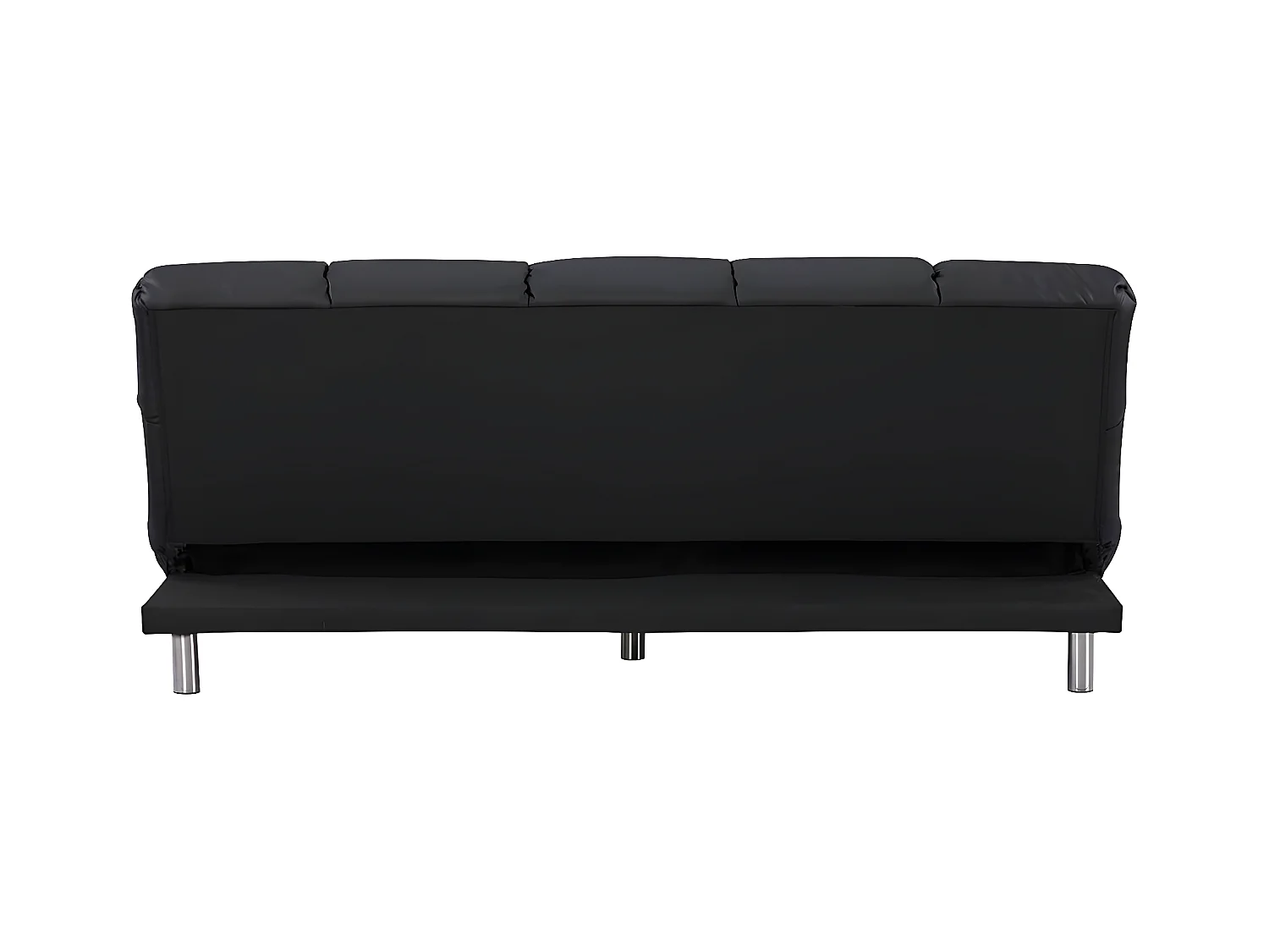 3-zits slaapbank voor bijzetbed afmeting 120 x 191 cm in zwarte PU afwerking en verchroomde poten van roestvrij staal - MELLOW