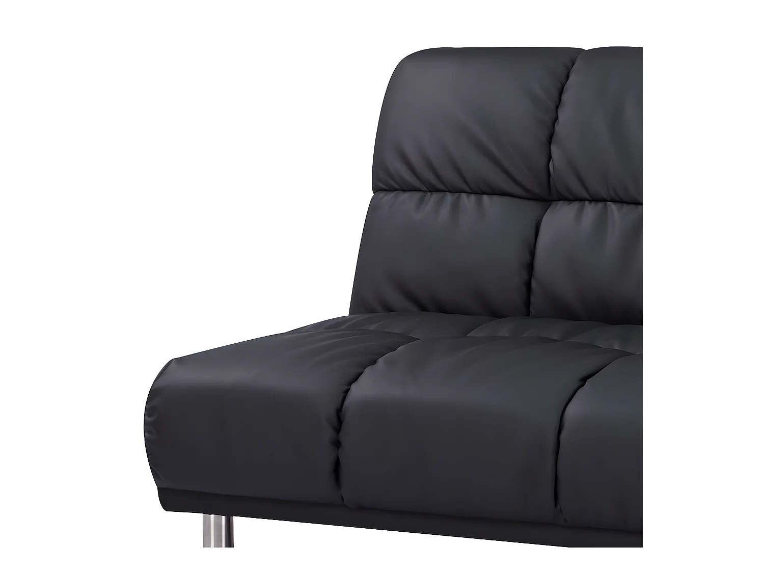 3-zits slaapbank voor bijzetbed afmeting 120 x 191 cm in zwarte PU afwerking en verchroomde poten van roestvrij staal - MELLOW