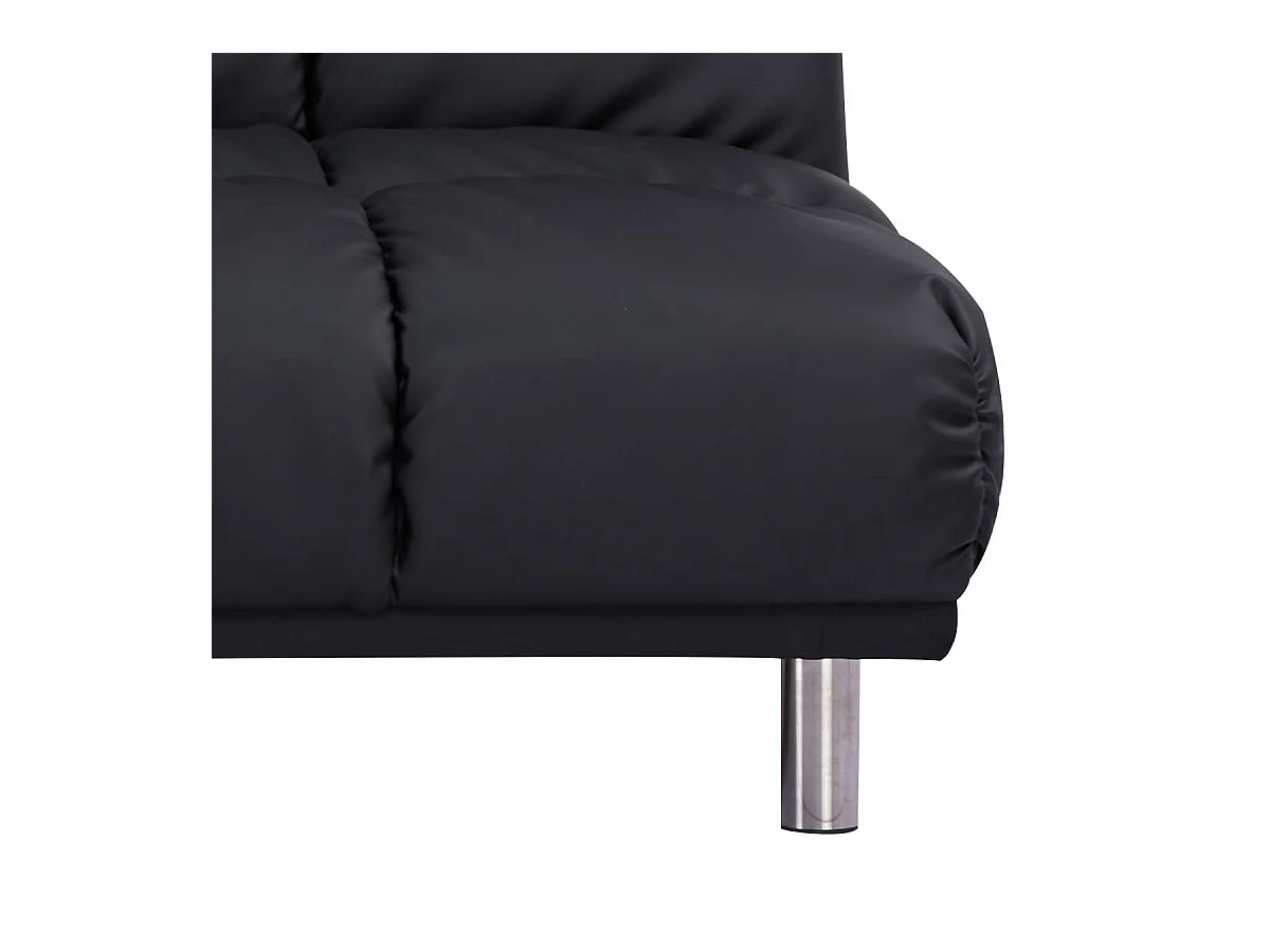 3-zits slaapbank voor bijzetbed afmeting 120 x 191 cm in zwarte PU afwerking en verchroomde poten van roestvrij staal - MELLOW