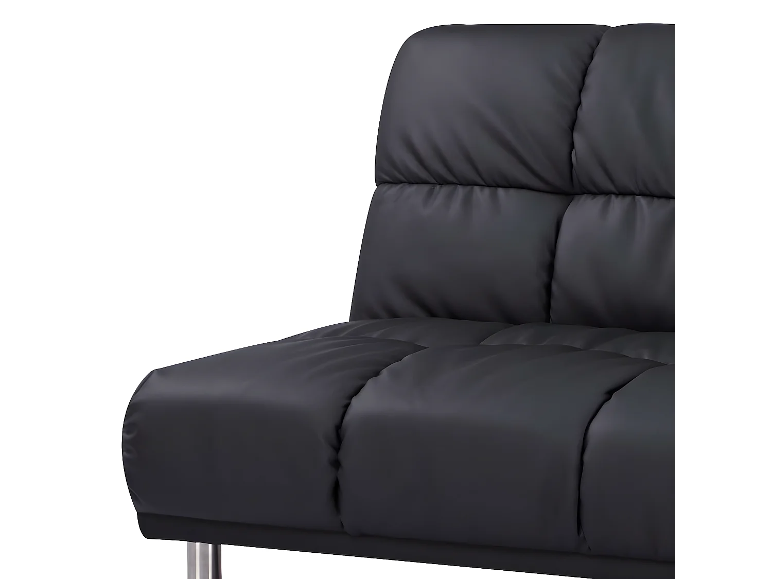 3-zits slaapbank voor bijzetbed afmeting 120 x 191 cm in zwarte PU afwerking en verchroomde poten van roestvrij staal - MELLOW