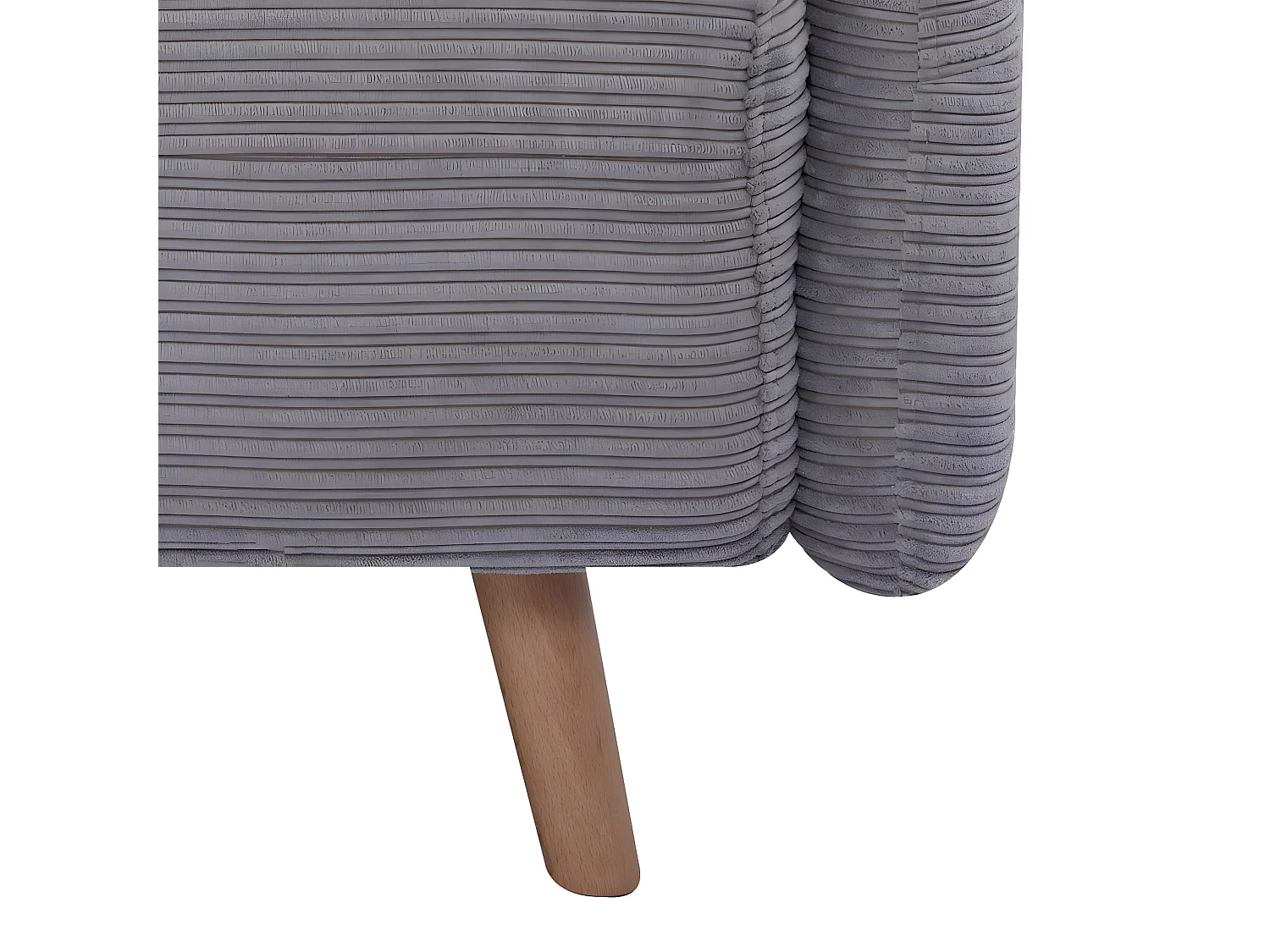 Canapé-lit BZ 2 places pour couchage d’appoint taille 145 x 190 cm en velours côtelé gris et pieds en bois massif - ARI
