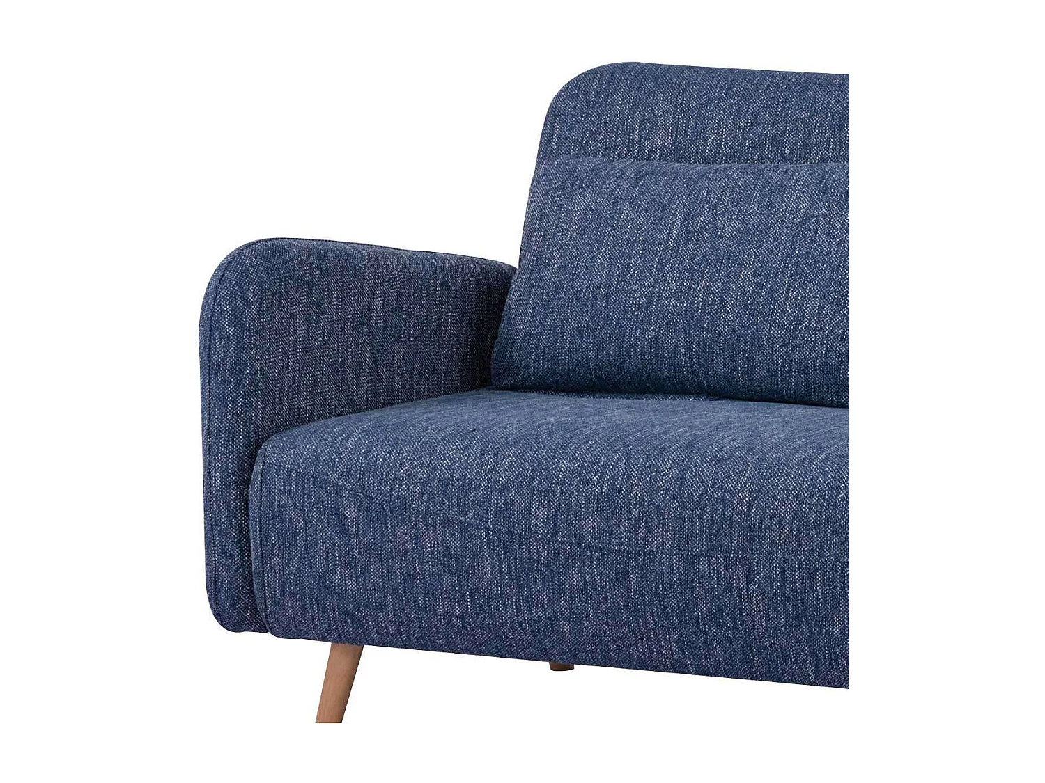 Canapé-lit BZ 2 places pour couchage d’appoint taille 145 x 190 cm en tissu bleu et pieds en bois massif - ARI
