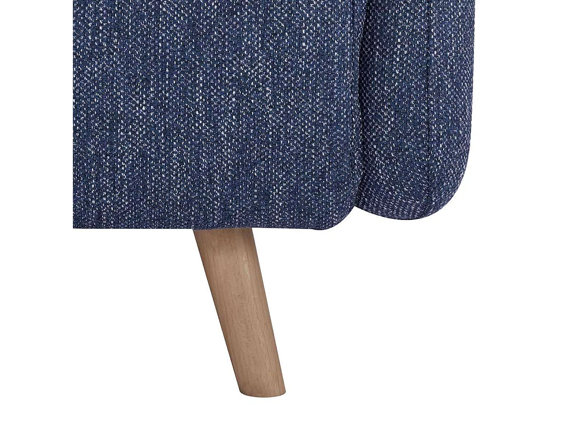 Canapé-lit BZ 2 places pour couchage d’appoint taille 145 x 190 cm en tissu bleu et pieds en bois massif - ARI