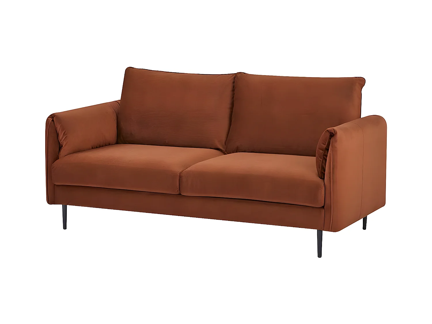 3-zitsbank, afmeting 180 x 90 x 86 cm, in terracotta fluwelen stof met metalen poten - YORK