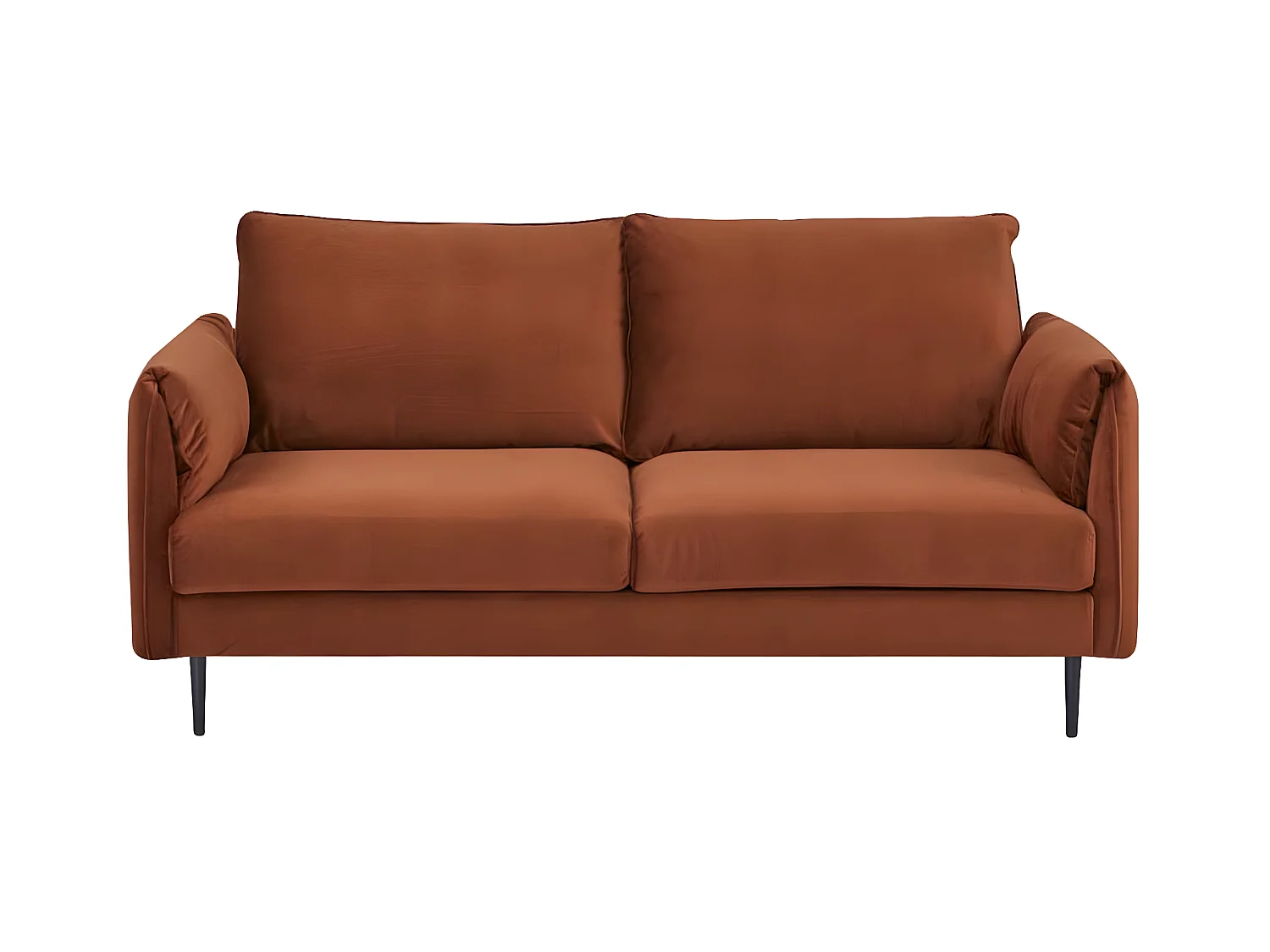 3-zitsbank, afmeting 180 x 90 x 86 cm, in terracotta fluwelen stof met metalen poten - YORK