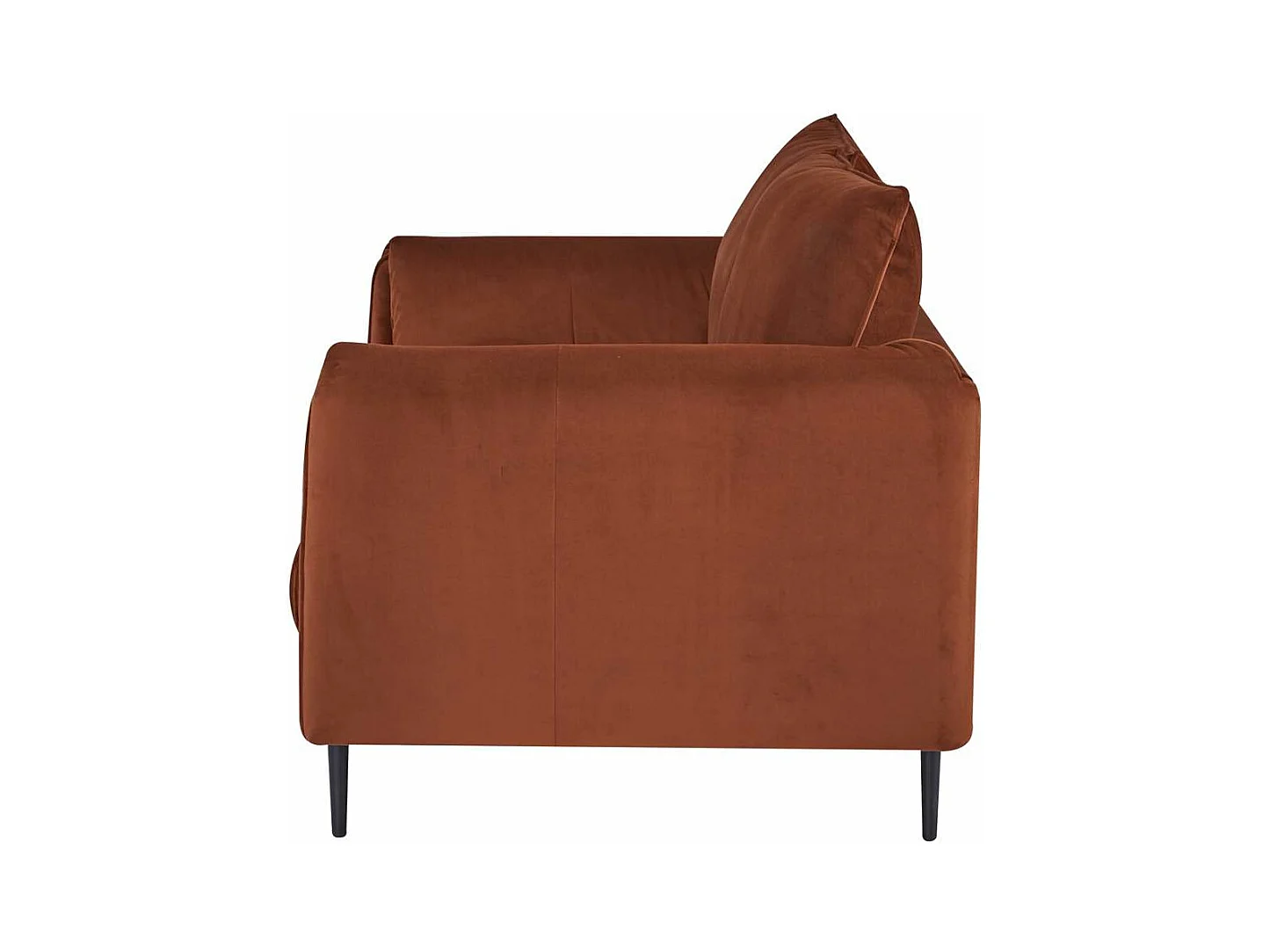 3-zitsbank, afmeting 180 x 90 x 86 cm, in terracotta fluwelen stof met metalen poten - YORK
