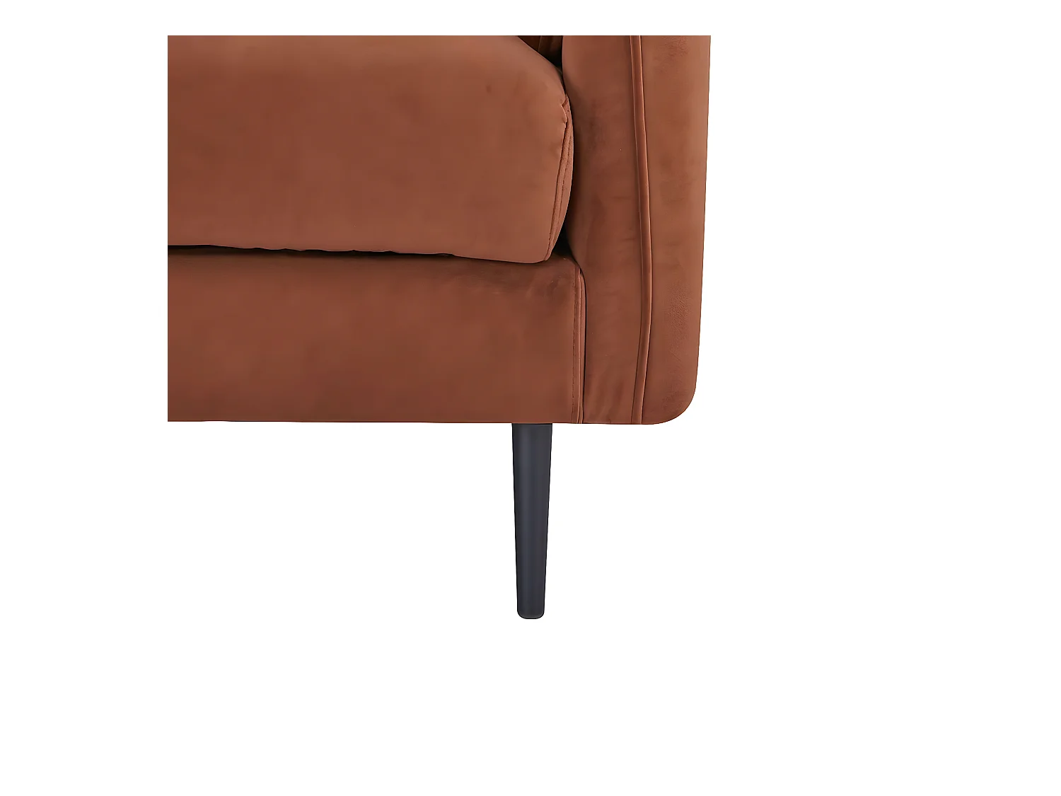 3-zitsbank, afmeting 180 x 90 x 86 cm, in terracotta fluwelen stof met metalen poten - YORK
