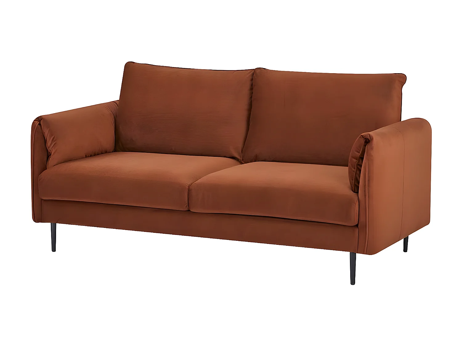 Canapé 3 places dimensions 180 x 90 x 86 cm en tissu velours couleur terracotta et pieds en métal - YORK