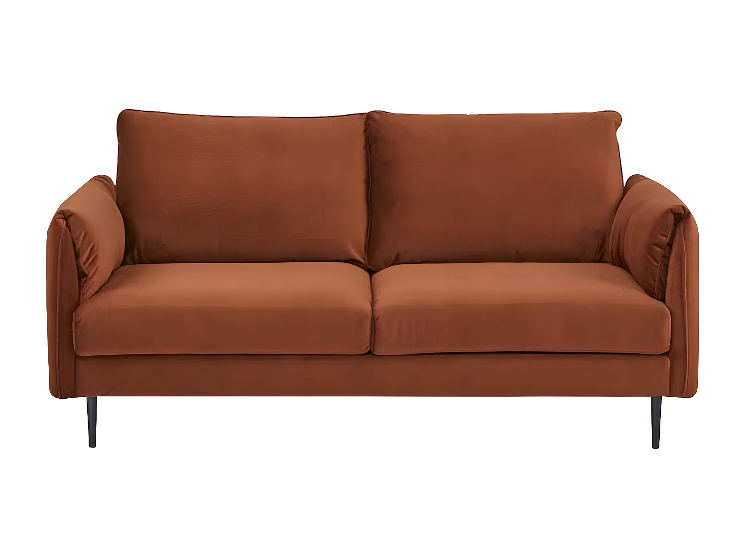 Canapé 3 places dimensions 180 x 90 x 86 cm en tissu velours couleur terracotta et pieds en métal - YORK
