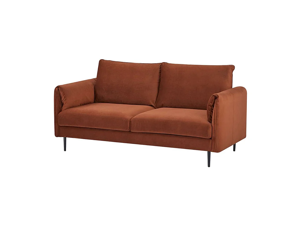 Sofá de tres plazas de terciopelo terracota YORK - Amplia comodidad y diseño moderno