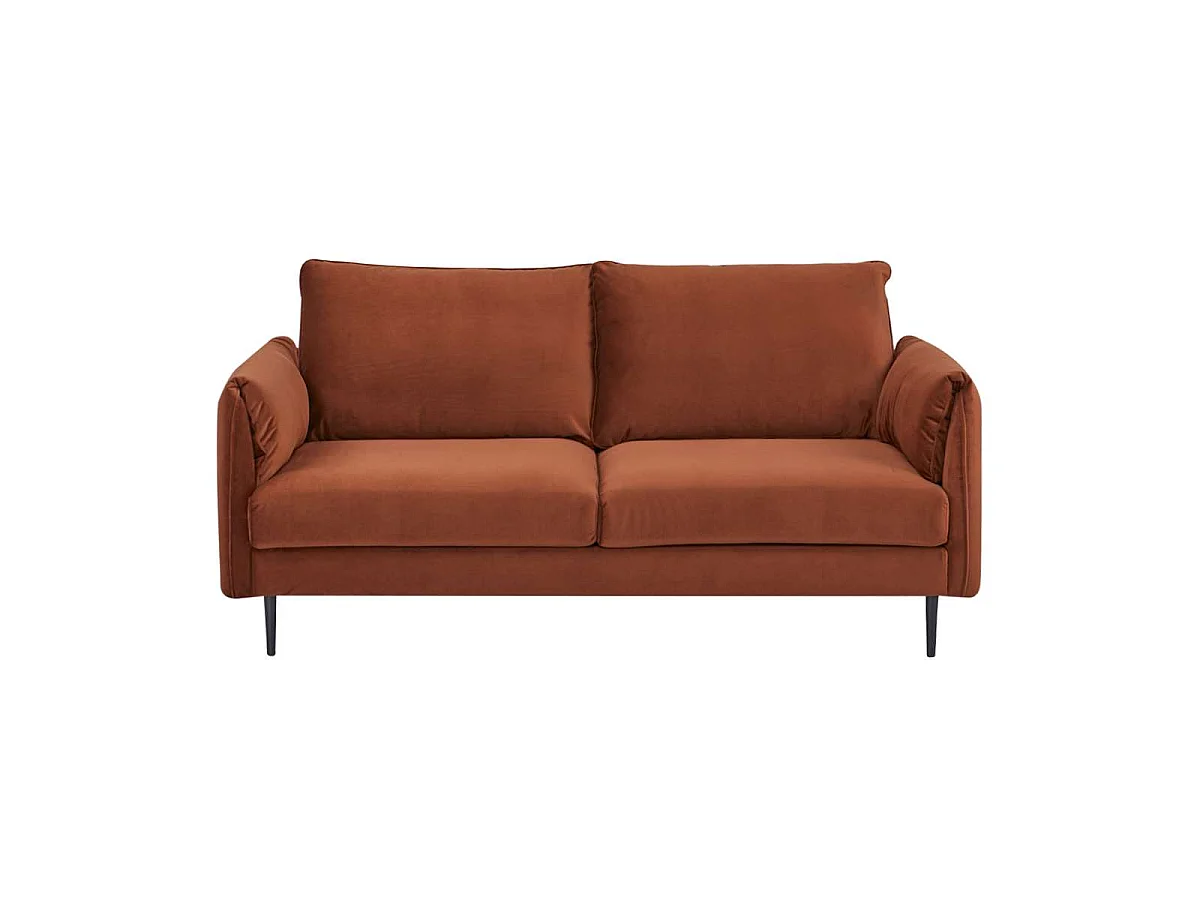 Sofá de tres plazas de terciopelo terracota YORK - Amplia comodidad y diseño moderno
