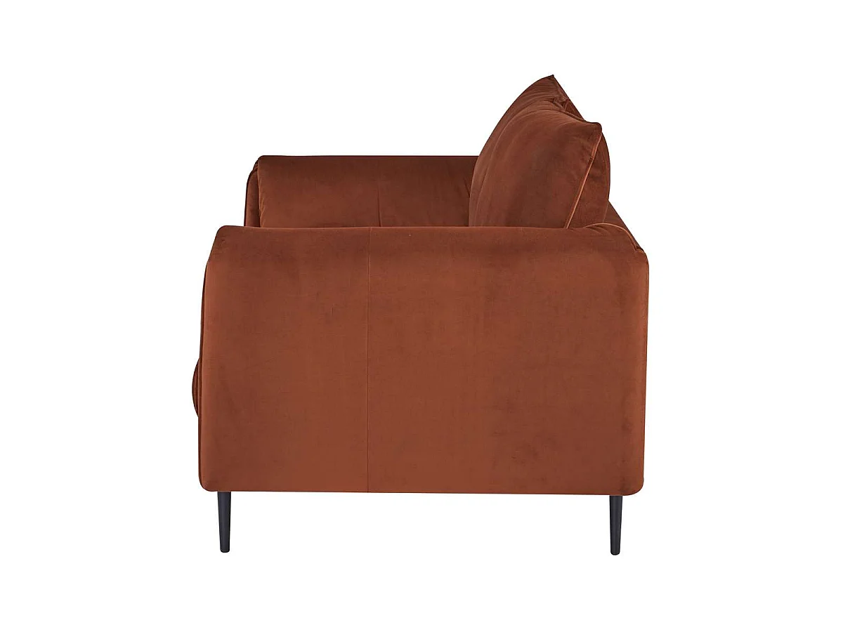 Sofá de tres plazas de terciopelo terracota YORK - Amplia comodidad y diseño moderno