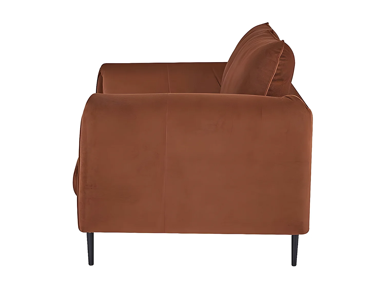 Canapé 2 places dimensions 145 x 90 x 86 cm en tissu velours couleur terracotta et pieds en métal - YORK