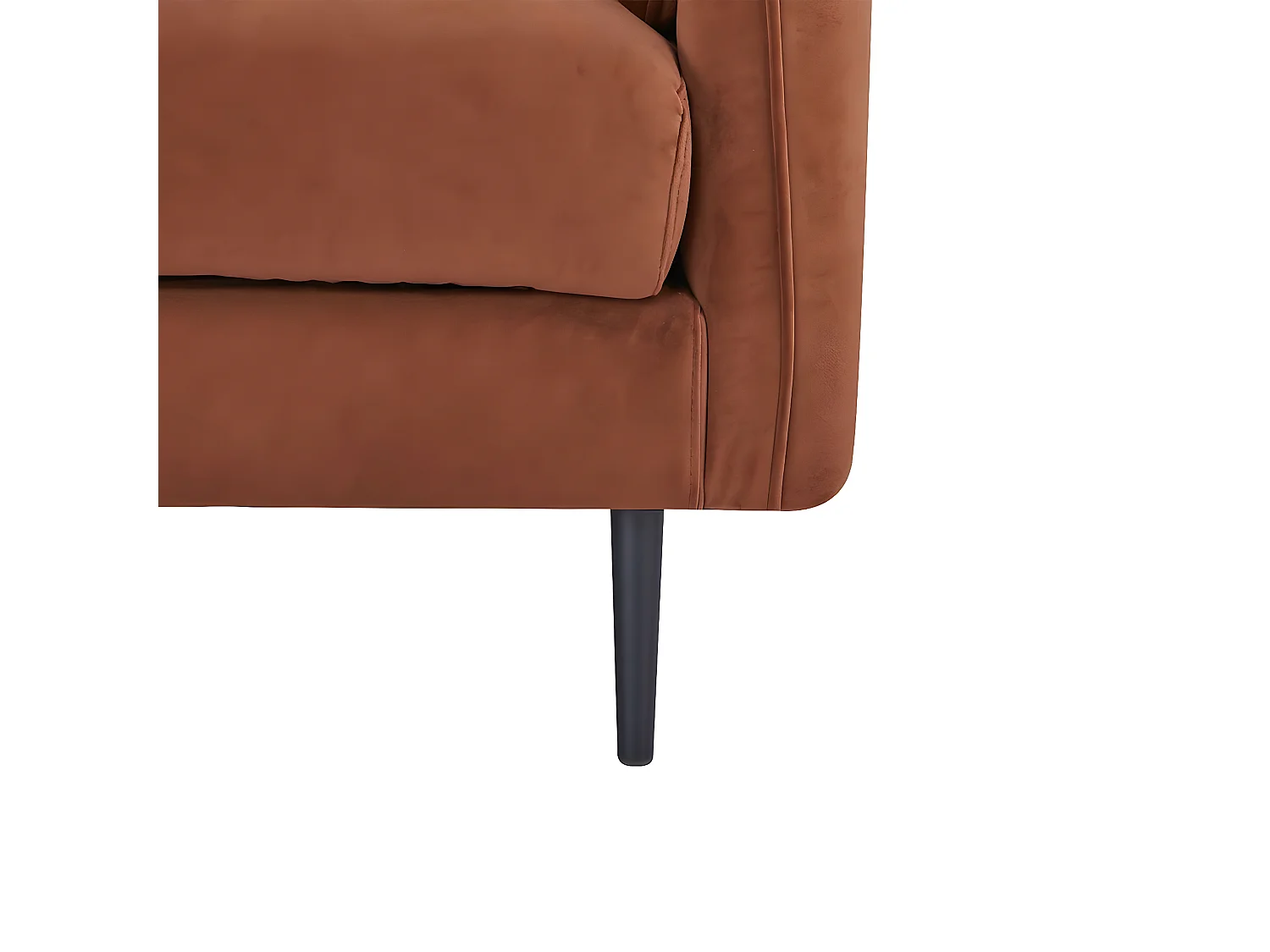 Canapé 2 places dimensions 145 x 90 x 86 cm en tissu velours couleur terracotta et pieds en métal - YORK