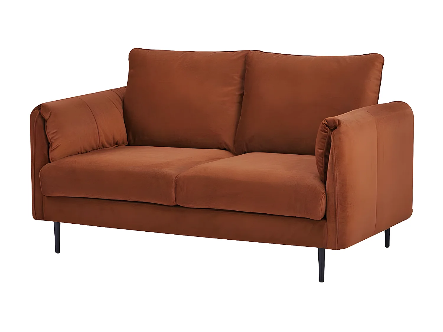 Canapé 2 places dimensions 145 x 90 x 86 cm en tissu velours couleur terracotta et pieds en métal - YORK