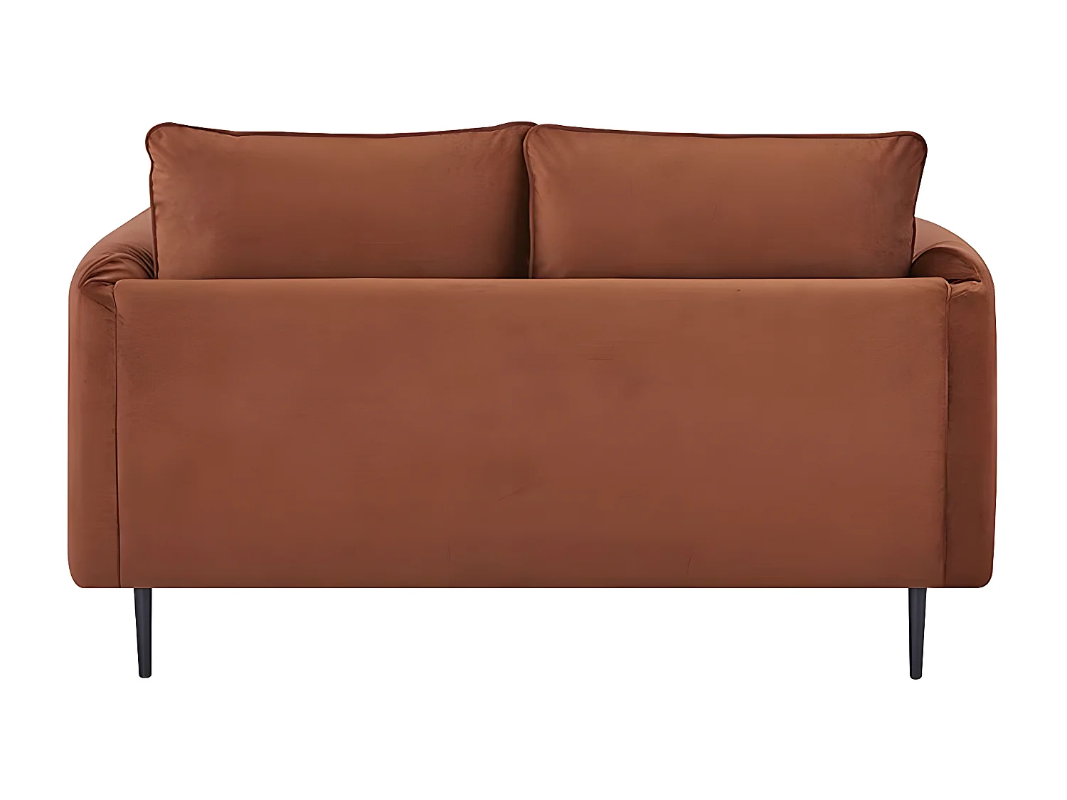 Canapé 2 places dimensions 145 x 90 x 86 cm en tissu velours couleur terracotta et pieds en métal - YORK