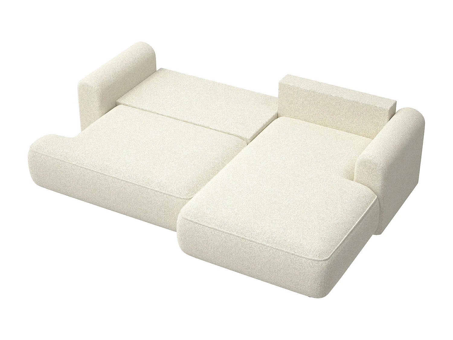 Canapé d'angle - 260 cm - avec fonction de couchage en forme de L - beige clair - côté droit - OVO