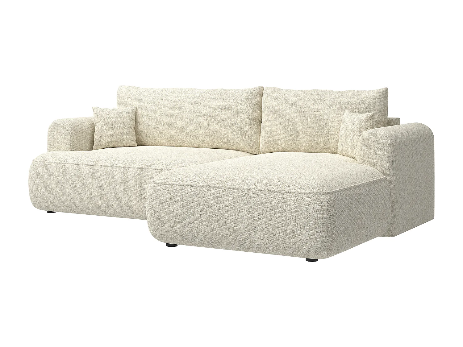 Canapé d'angle - 260 cm - avec fonction de couchage en forme de L - beige clair - côté droit - OVO