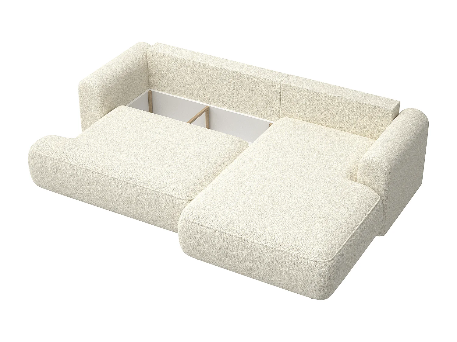 Hoekbank - 260 cm - met L-vormige slaapfunctie - lichtbeige - rechterkant - OVO