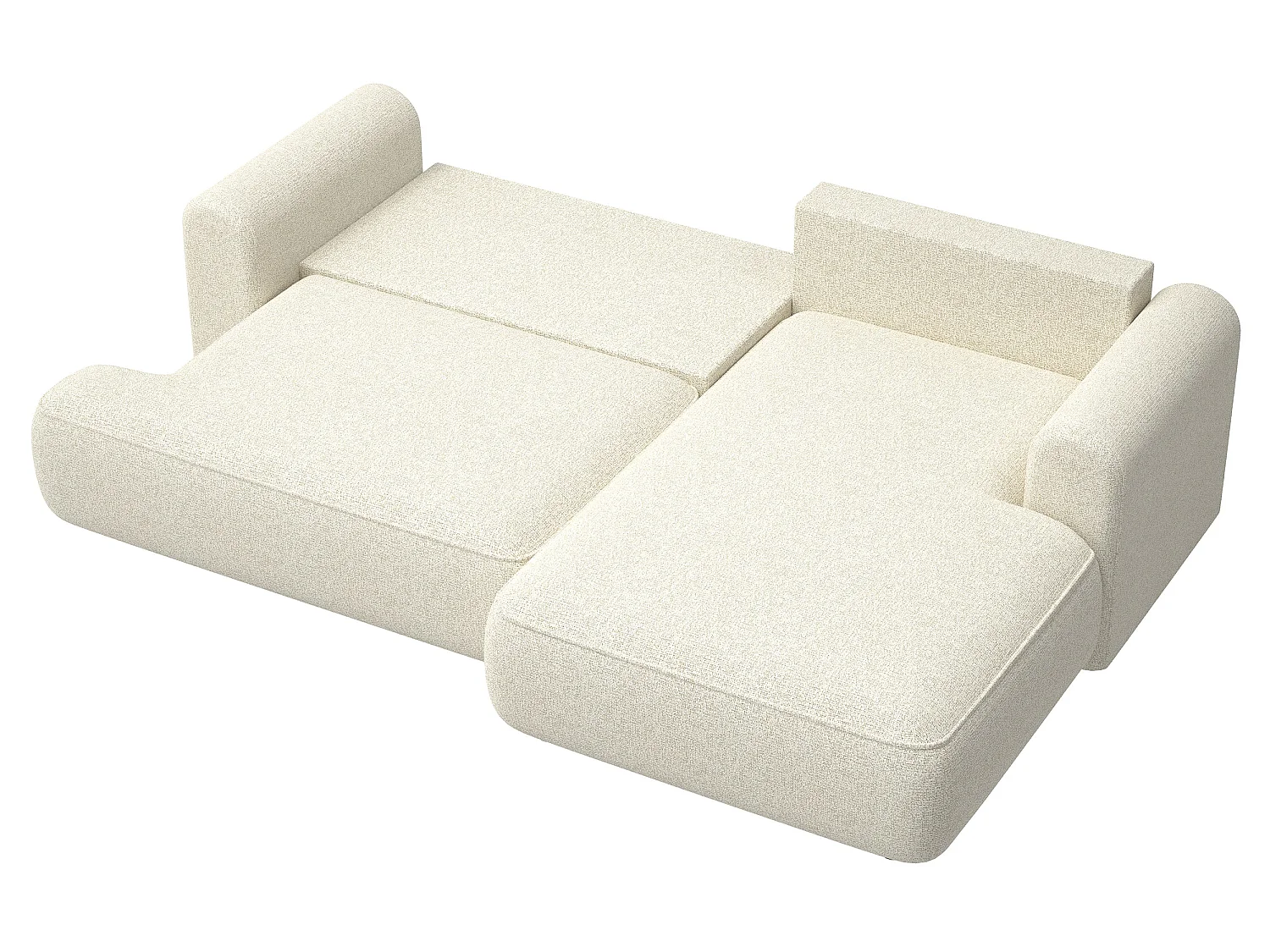 Canapé d'angle - 260 cm - avec fonction de couchage en forme de L - beige clair - côté droit - OVO
