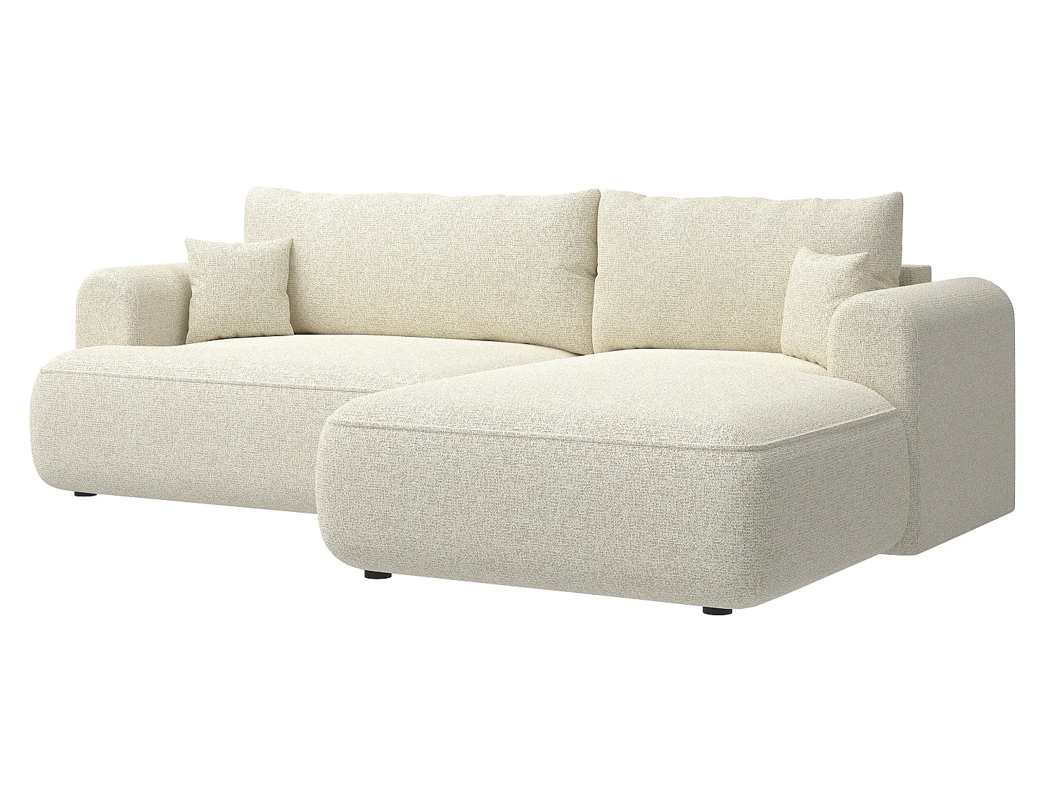 Canapé d'angle - 260 cm - avec fonction de couchage en forme de L - beige clair - côté droit - OVO