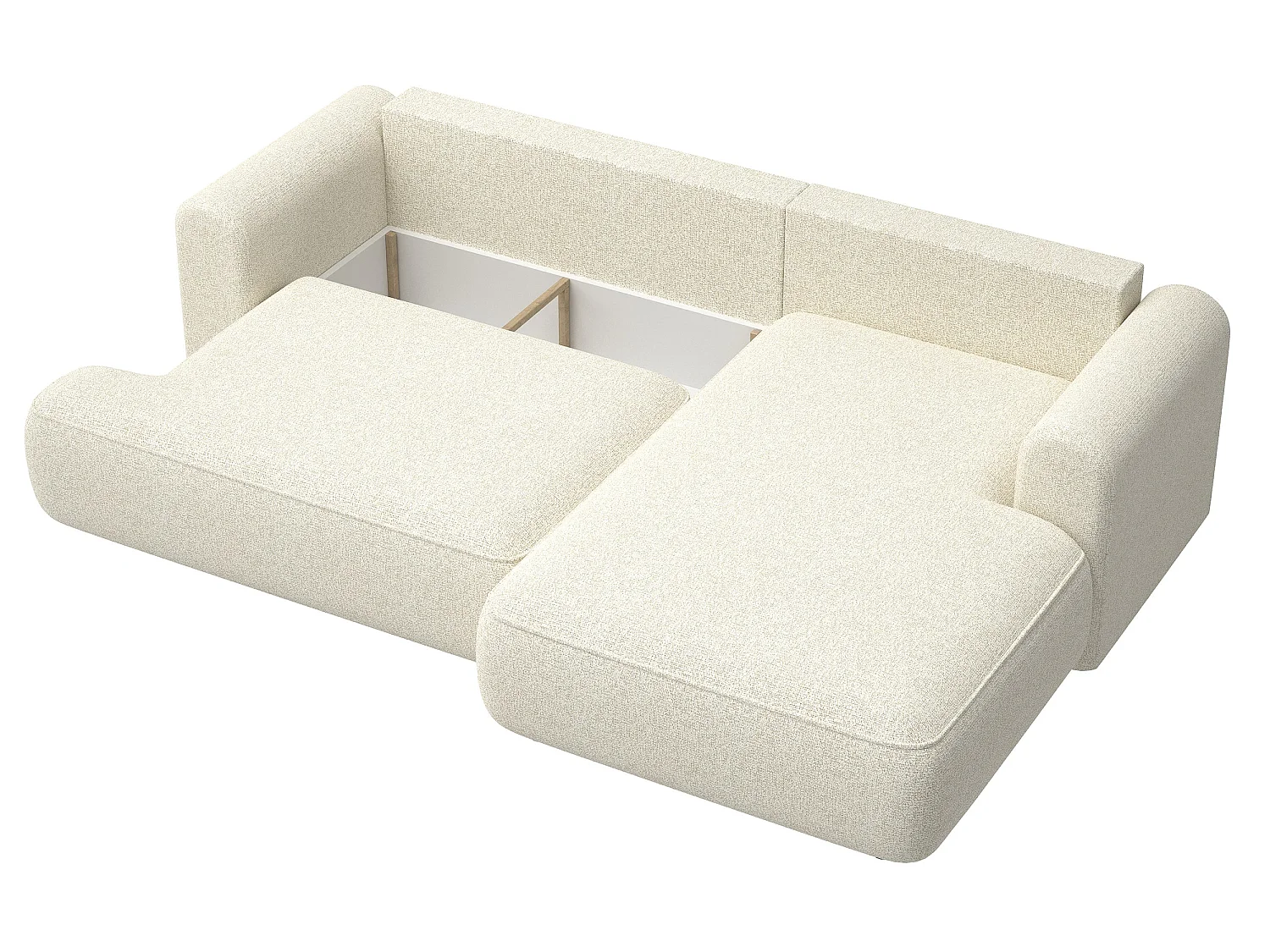 Canapé d'angle - 260 cm - avec fonction de couchage en forme de L - beige clair - côté droit - OVO