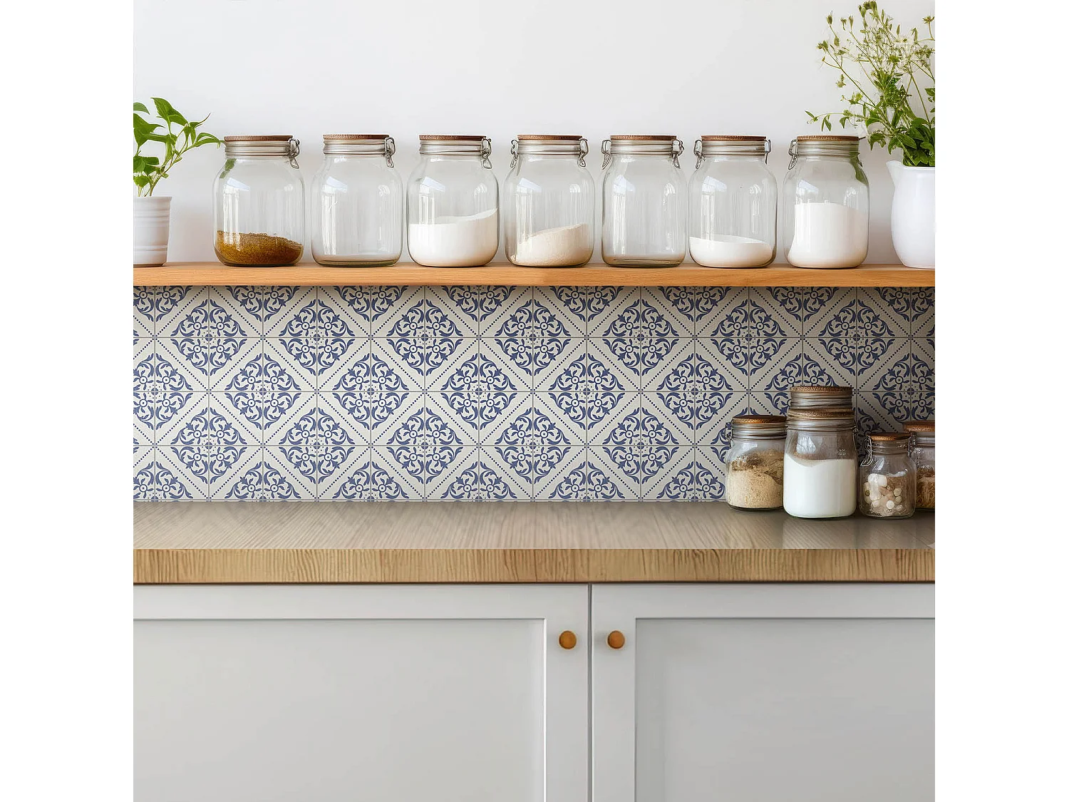 Carrelage autocollant - vinyle - Carrelage bleu portugais 9x30x30