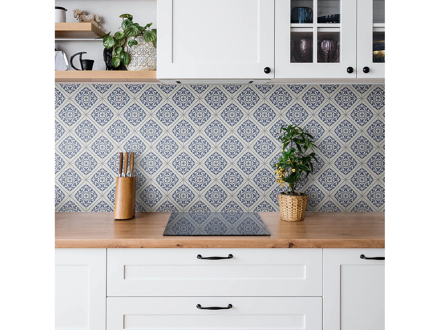 Selbstklebende Fliesen - Vinyl - portugiesische blaue Fliesen 9x30x30