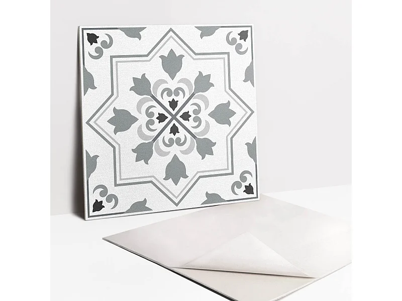 Selbstklebende Fliesen - Vinyl - Graues Ornament 9x30x30