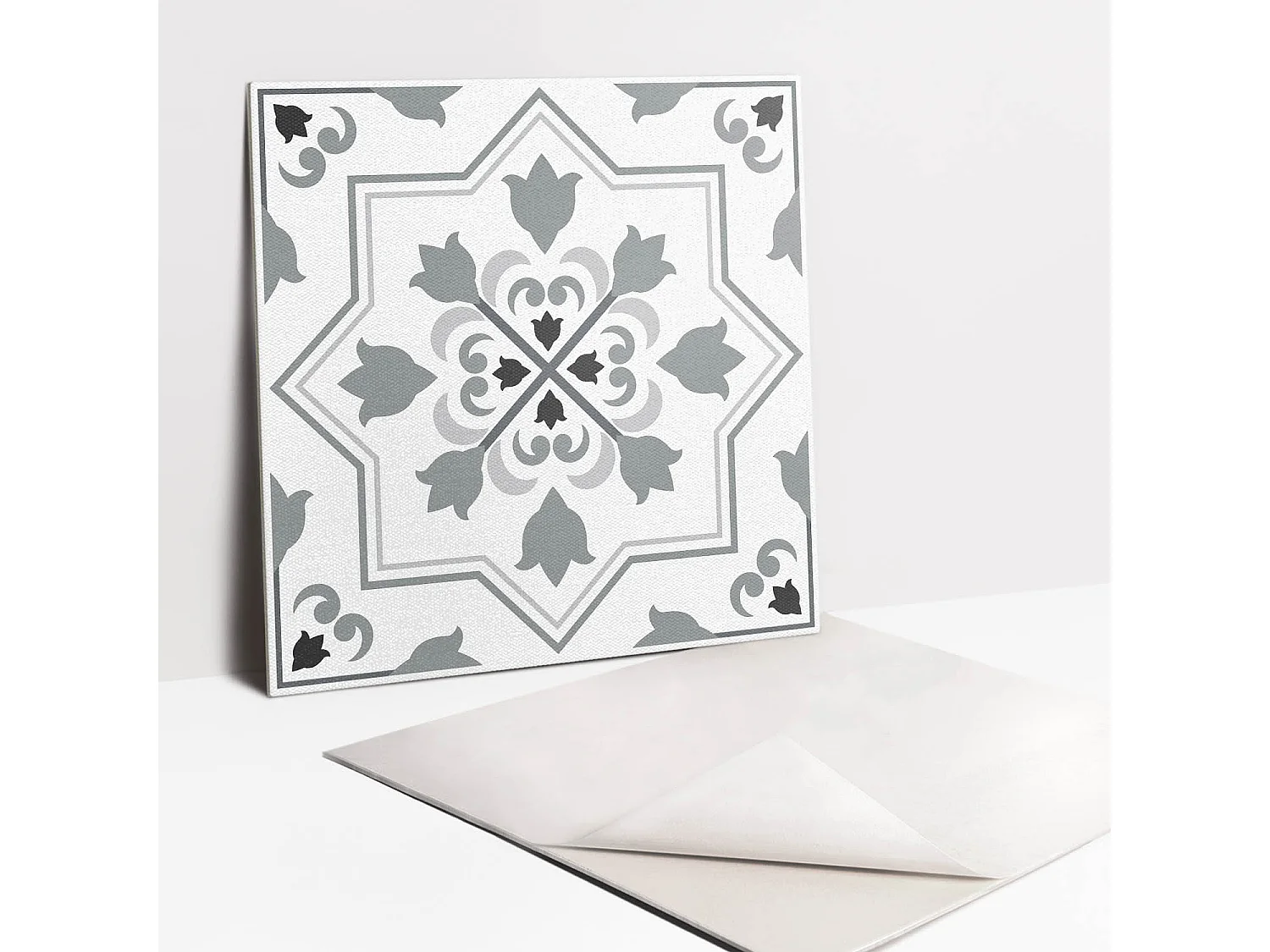 Selbstklebende Fliesen - Vinyl - Graues Ornament 9x30x30