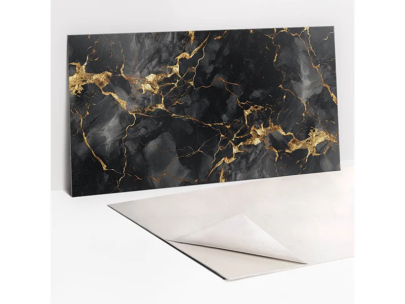 Selbstklebende wasserdichte Vinyl-Wandpaneele – Stein, Marmor und Gold 100 x 50 cm