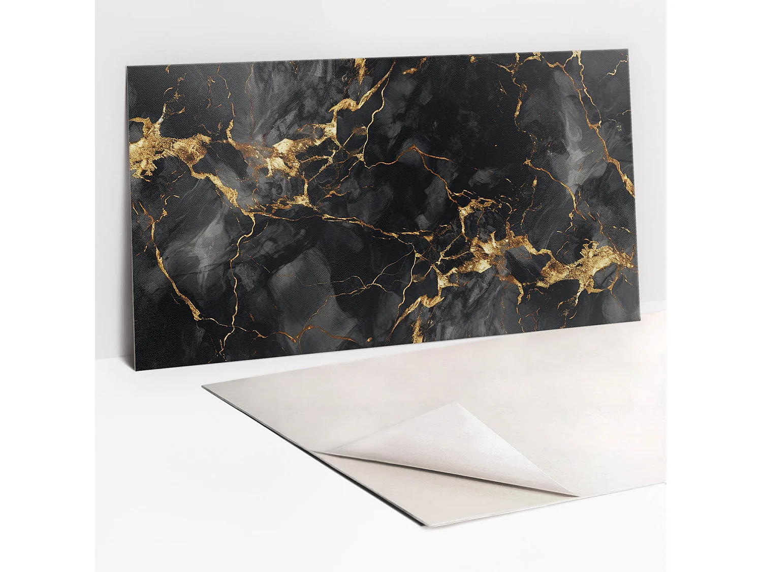 Zelfklevende waterdichte vinyl wandpanelen - Steen, marmer en goud 100 x 50 cm