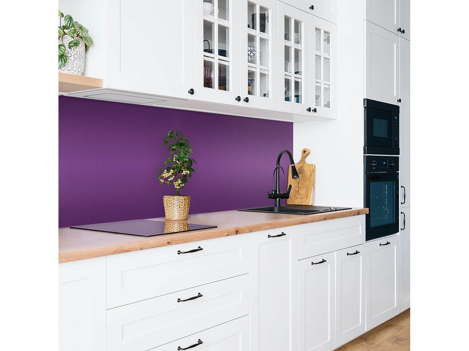 Panneaux muraux autocollants en vinyle imperméable - Coloris Violet 100 x 50 cm