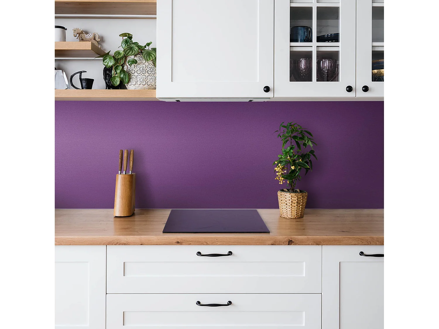 Panneaux muraux autocollants en vinyle imperméable - Coloris Violet 100 x 50 cm