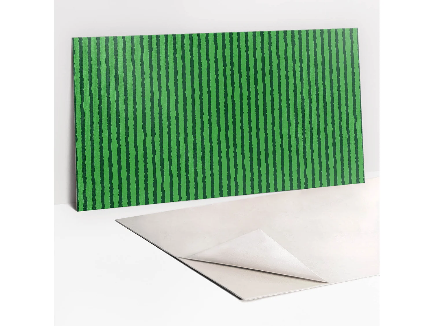 Panneaux muraux autocollants en vinyle imperméable - Pastèque dessin animé vert 100 x 50 cm