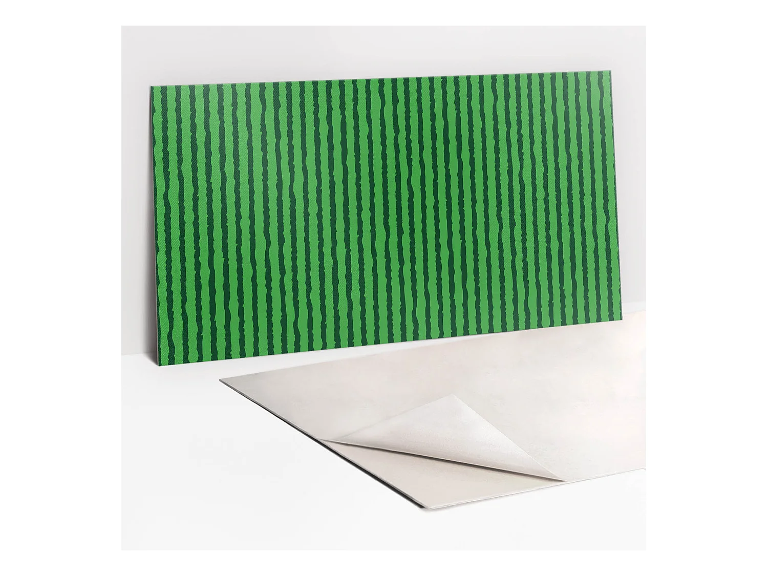 Panneaux muraux autocollants en vinyle imperméable - Pastèque dessin animé vert 100 x 50 cm