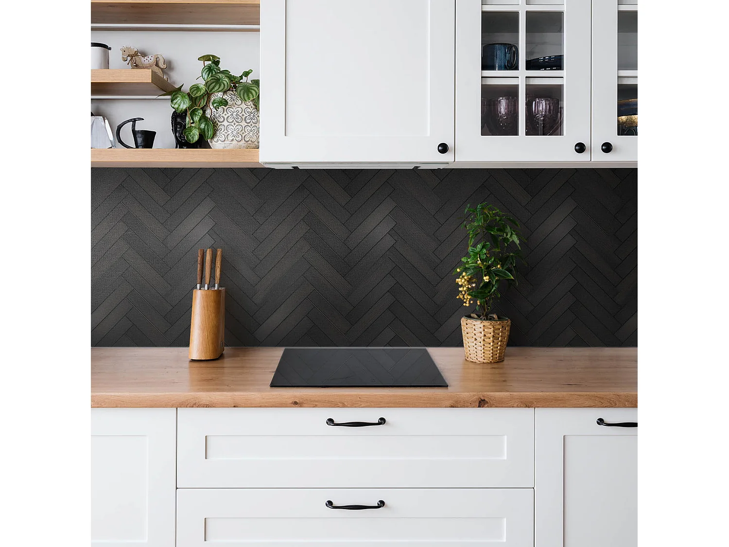 Panneaux muraux autocollants en vinyle imperméable - Parquet foncé 100 x 50 cm